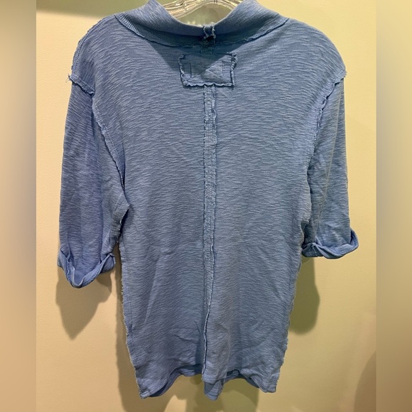 We The Free Vibrant Blue Knit Top Size L Elbow Length 100% Cotton - Picture 5 of 9